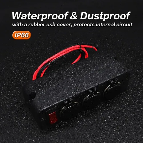 Miniatura 8 de Divisor de encendedor de cigarrillos de 3 enchufes, adaptador de toma de corriente de 12V con interruptor LED rojo de encendido/apagado, enchufe