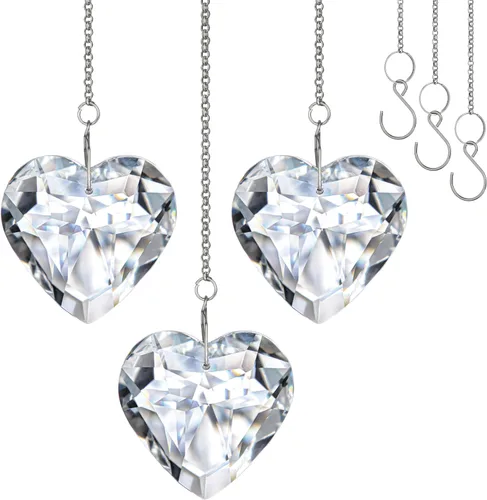 Miniatura 9 de H&D HYALINE & DORA 50mm Geometría Cristal Corazón Atrapasueños Prismas Colgantes con Prisma de Vidrio Fabricante de Arcoíris para Ventanas, Balcón