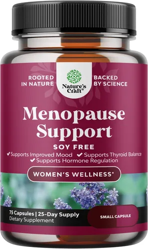 Suplemento completo de menopausia herbaria para mujeres, cápsulas de equilibrio hormonal femenino sin soja para sudores nocturnos, sofocos y cambios
