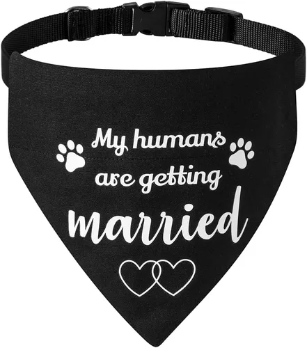 Miniatura 15 de El mejor collar de bandana de boda para perro, bandana de compromiso ajustable para mascotas con hebilla de liberación rápida y anillo en D