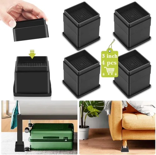 Miniatura 52 de Paquete de 12 elevadores de muebles de 1, 2 o 3 pulgadas, elevadores de cama ajustables resistentes para mesa, escritorio, sofá, silla, gabinete