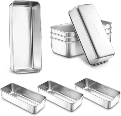 Miniatura 9 de LIANYU Paquete de 4 mini moldes para hornear pan, 6.3 x 3.5 pulgadas, molde pequeño de acero inoxidable para pan casero, molde de hojalata