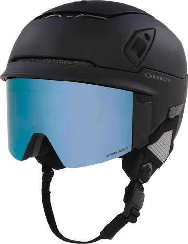 Oakley MOD7 - Casco de esquí integrado con gafas para hombre y mujer + paquete con botella de agua plegable de diseñador iWear con mosquetón
