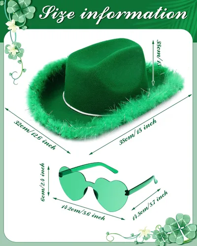 Miniatura 2 de Sombrero de vaquero Boa con lentes de sol de corazón, sombrero de vaquero Boa, sombrero de vaquero para mujer y niña, disfraz de fiesta occidental