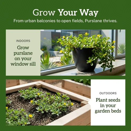Miniatura 8 de TKE Farms & Gardens Semillas de Verdolaga para Plantar - Paquete de 1 Gramo, 2000+ Semillas Autóctonas sin OMG, Alta Germinación, Comestibles