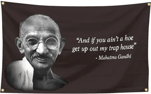 Chief Gandhi - Bandera de 3 x 5 pies, divertido póster de pared de cueva de hombre duradero con ojales de latón. Esta hermosa bandera de