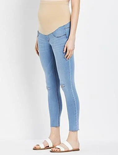 Miniatura 3 de Motherhood Maternity Women's Super Stretch Secret Fit Over The Belly Skinny Ankle Length Jeans Indigo Blue