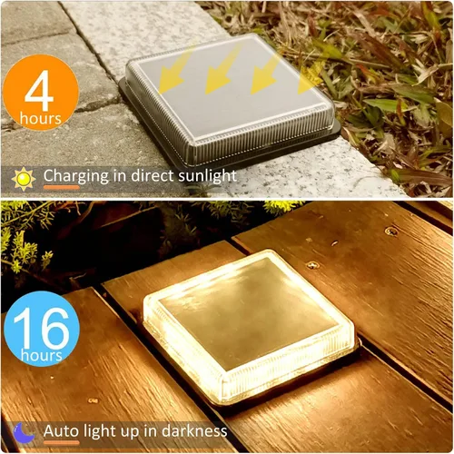 Miniatura 3 de Lacasa Luces solares de escalón, paquete de 4 luces LED solares de 50 lm, 3000 K, luz blanca cálida, luces solares para exteriores, IP68 impermeable