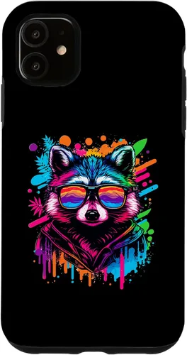 Miniatura 8 de Rainbow Raccoon Sunglasses Vaporwave Synthwave Retrowave Case for iPhone 17 Pro
