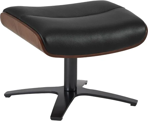Miniatura 7 de CHITA Silla giratoria reclinable de cuero genuino con reposacabezas ajustable y otomana para sala de estar, color negro