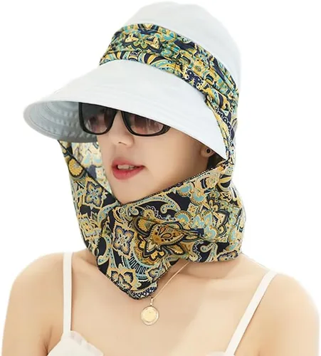 Miniatura 10 de Sombrero de sol plegable multifuncional con protección solar UPF 50+ para mujer, impermeable, transpirable, cuello facial