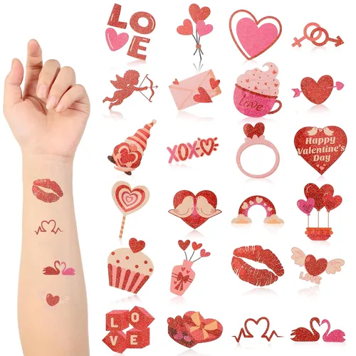 Miniatura 15 de Landhoow 240 piezas de tatuajes de Jesús te ama, tatuajes temporales con purpurina para la cara, calcomanías para el cuerpo, accesorio de disfraz