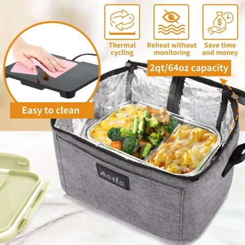 Miniatura 5 de Horno portátil Calentador de alimentos portátil de 110 V Mini lonchera eléctrica con microondas portátil para cocinar y recalentar alimentos