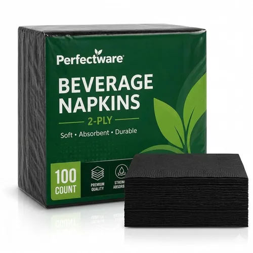 Miniatura 18 de Perfectware - Servilletas negras para bebidas de 2 capas - Paquete de 300 servilletas de cóctel, 10 x 10 pulgadas