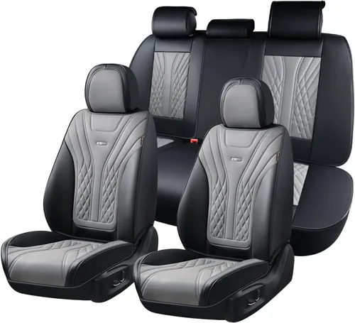Miniatura 9 de Coverado - Juego completo de fundas de asiento delantero y trasero para automóvil, impermeable, piel de napa, protector, universal, para la mayoría