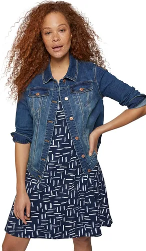 Miniatura 6 de ellos Vestido de punto acampanado de manga corta para mujer de talla grande, Multi