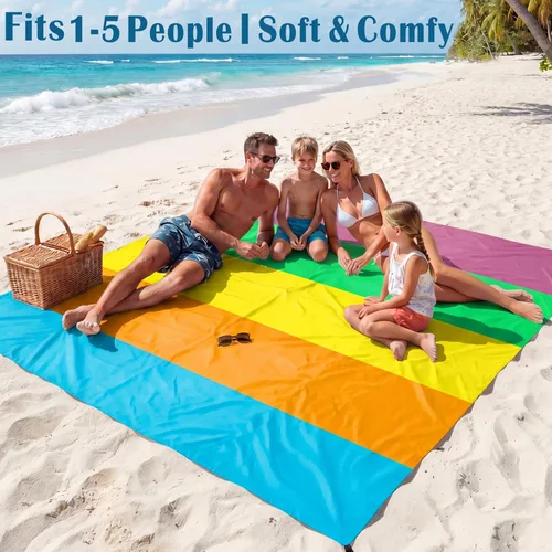 Miniatura 70 de Famstar Beach Blanket Oversized Extra Large 78"X81"/10'X9',Waterproof Sandproof Beach Blanket 2-8 Adults Lightweight Durable for Travel Camping