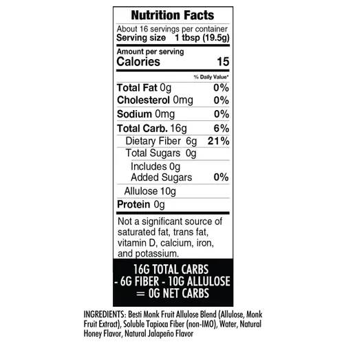 Miniatura 2 de Wholesome Yum Jalapeño Sustituto de Miel Sin Azúcar Cero (Keto) - Alternativa Natural de Miel Sin Azúcar con Fruta del Monje y Alulosa - 0