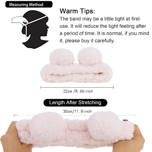 Miniatura 6 de WHAVEL 2 diademas de spa – Lindas diademas de maquillaje con orejas de oso para lavado facial, banda suave para el cabello facial (rosa, café)