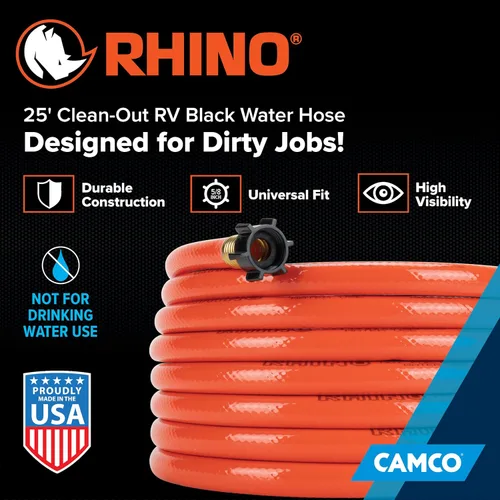 Miniatura 2 de Manguera de agua de limpieza para gris/negro tanques de agua Camco 22990 RhinoFLEX 25 pulgadas (5/8pulgadas ID)