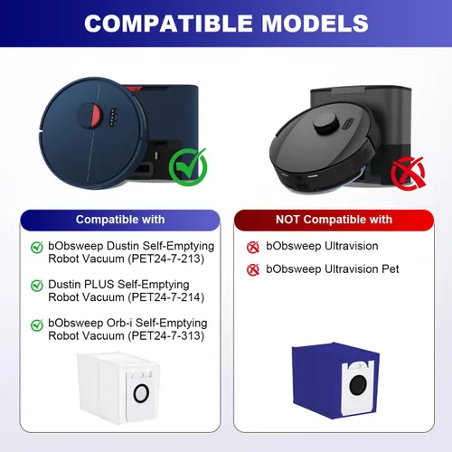 Miniatura 3 de Bolsas de polvo para bObsweep Dustin & Orb-i - Aspiradora robot de auto-vaciado – 3.5L Bolsa de vacío de filtración avanzada – Paquete de 4
