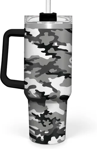 Miniatura 12 de SANDJEST Taza con bandera americana con asa, taza de café de acero inoxidable con aislamiento de 40 oz con tapa y pajita, regalos de América