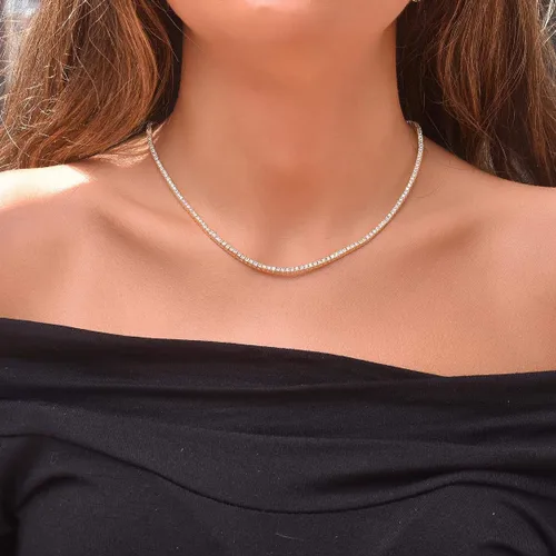 Miniatura 2 de Collar de tenis de plata de ley 925 de 0.079 in con circonita cúbica redonda para mujer