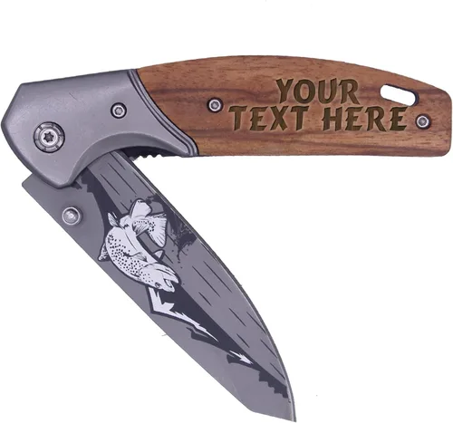 Miniatura 11 de My Personal Memories Cuchillo plegable de bolsillo grabado personalizado con hoja plegable - Regalo personalizado de caza y pesca para papá