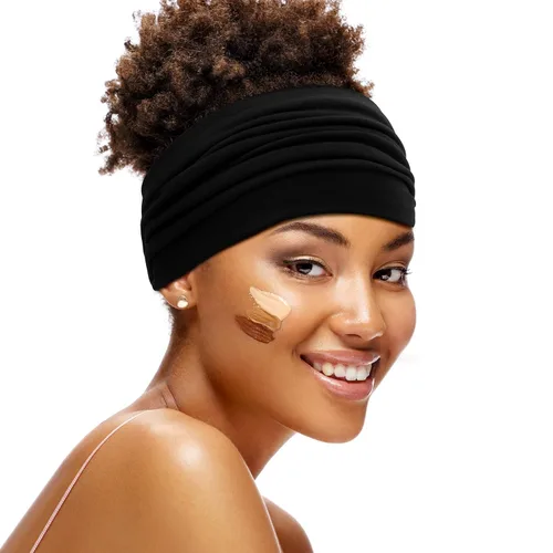 Miniatura 7 de S&N Remille Diademas anchas para mujer, banda para el cabello grande, diadema elástica antideslizante, accesorios con nudos torcidos, accesorios
