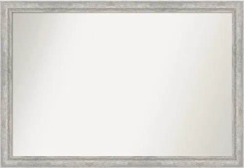 Miniatura 457 de Amanti Art Espejo de baño plateado para sobre fregadero, 23 x 23 pulgadas, espejo cuadrado plateado en ángulo, marco de madera moderno medio, se