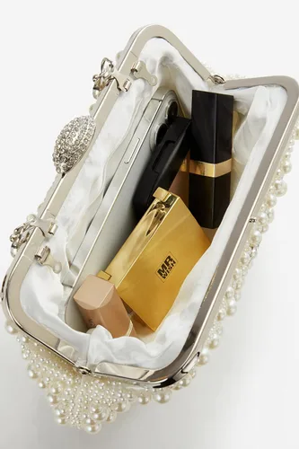 Miniatura 4 de BABEYOND Bolso de mano con perlas para mujer, bolsa de noche con cuentas, bolsa formal reticulada con bolsa interior para fiesta de boda