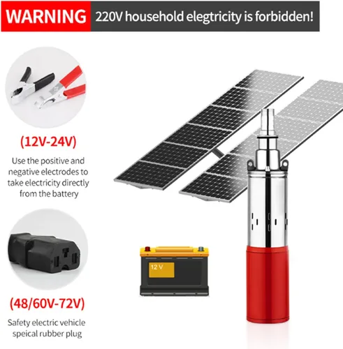Miniatura 3 de Bomba sumergible de pozo profundo de 1 pulgada 300 W, acero inoxidable, 36 V, 48 V, 60 V, bomba de pozo profundo para pozo, ganado, depósito de agua