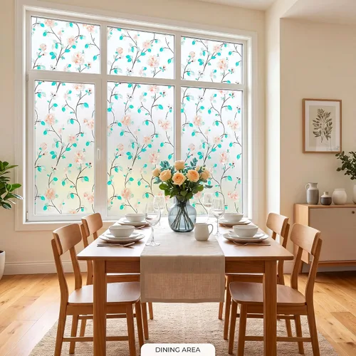 Miniatura 6 de Película decorativa para ventana, diseño de flores, película de privacidad de vidrio de adherencia estática para puerta, tintes de ventana