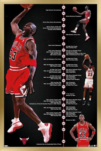 Miniatura 14 de Trends International Michael Jordan - Póster de pared de línea de tiempo, 14.725 x 22.375 pulgadas, versión enmarcada de madera de granero