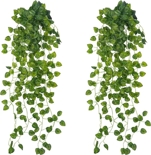 Uieke 2 plantas colgantes artificiales de 3.1 pies, guirnalda de hiedra artificial, guirnalda colgante de vid, vegetación sintética para exteriores,