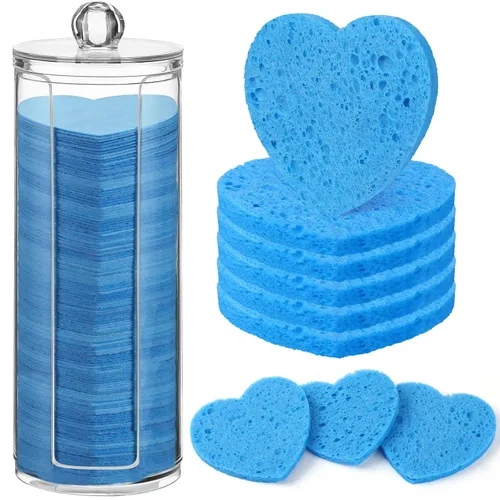 Miniatura 25 de Sieral 120 esponjas faciales comprimidas para mujeres con contenedor, almohadillas desechables para lavar la cara, exfoliante, esteticista, Lemon