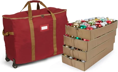 Miniatura 56 de Covermates Keepsakes Bolsa de almacenamiento ajustable para adornos, poliéster resistente, separadores acolchados y bandejas FlexGrid, organizador