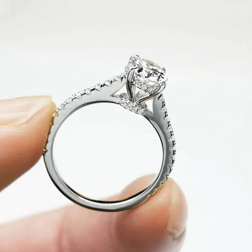 Miniatura 3 de Bo.Dream Anillo de compromiso de circonita cúbica de corte ovalado de 1,5 ct2 quilates, plata esterlina chapada en rodio