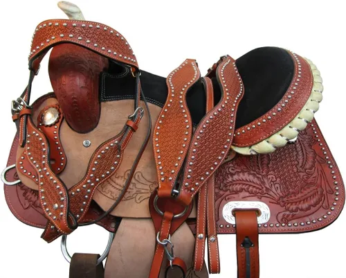 Western Saddle Barril Racing Caballo Placer Trail Floral Herramientas Rodeo Cowboy Tack Set 15 16 17 18
