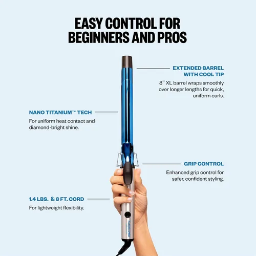Miniatura 5 de BabylissPRO Nano Titanium Professional Curling Iron with Extended/Long Barrel Perfect for Longer Hair