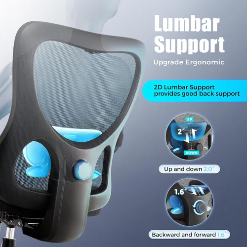 Miniatura 4 de Silla de escritorio de oficina grande y alta de 500 libras, silla de escritorio ergonómica de malla resistente, sillas de computadora giratorias