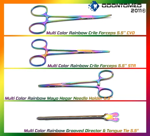 Miniatura 4 de OdontoMed2011® Kit avanzado de anatomía Acero inoxidable de alta calidad Multi Titanium Rainbow Color Juego de 24 herramientas con mango