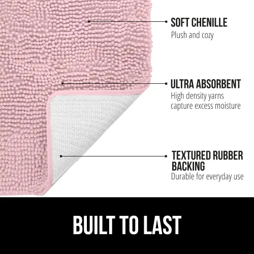 Miniatura 477 de Gorilla Grip - Tapete de baño de felpilla gruesa, suave y absorbente, secado rápido, de microfibra, con reverso de caucho, para piso de ducha, Nube