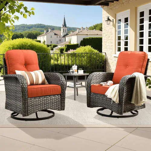 Miniatura 35 de ovios Juego de 2 piezas de muebles para patio, sillas de mimbre para exteriores de 2, sillas de ratán de respaldo alto para todo tipo de clima de 2