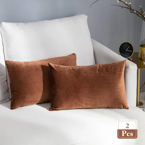 Miniatura 30 de Stellhome - Juego de 2 fundas de almohada de terciopelo Rosa claro