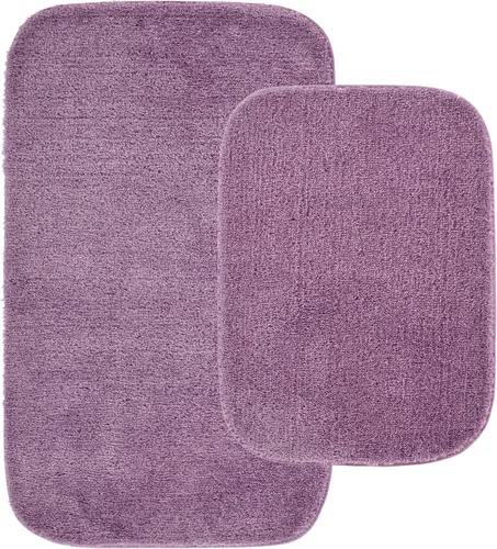 Garland Rug 2 alfombras de baño tradicionales de nailon lavables color morado (17 x 24 pulgadas, 21 x 34 pulgadas), suaves, absorbentes y elegantes