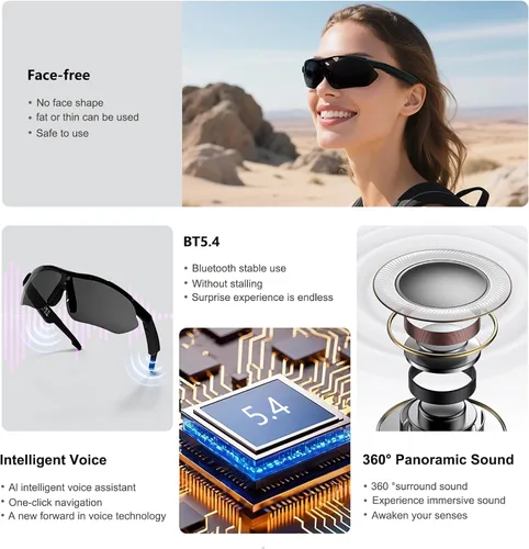Miniatura 7 de Gafas de música inteligentes para ciclismo, gafas deportivas Bluetooth con altavoz, gafas de sol polarizadas Bluetooth para hombres y mujeres