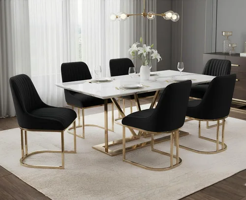 Miniatura 11 de EALSON Sillas tapizadas de terciopelo para comedor, juego de 2 sillas modernas de acento para el comedor con base dorada de metal, sillas cómodas