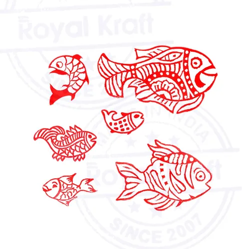 Miniatura 3 de Bloques de impresión de cerámica Retro Fish Pattern Sellos de madera (juego de 6) Htag1958
