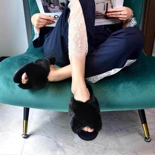 Miniatura 6 de Parlovable - Pantuflas mullidas para mujer con banda cruzada cómodas, zapatillas de casa de espuma viscoelástica con punta abierta, regalos